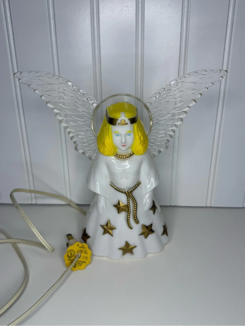 1950s Paramount Angel Tree Topper Illuminated Plastic Light Tested & Works
